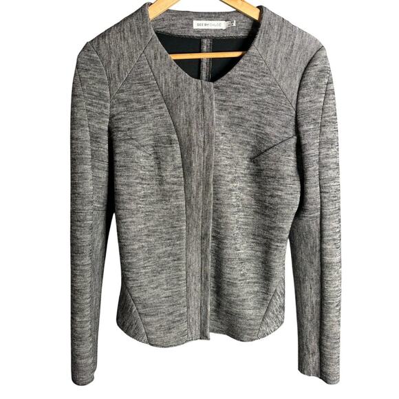 See By Chloe Collarless Jacket Heather Grey Size 8 - Picture 1 of 3
